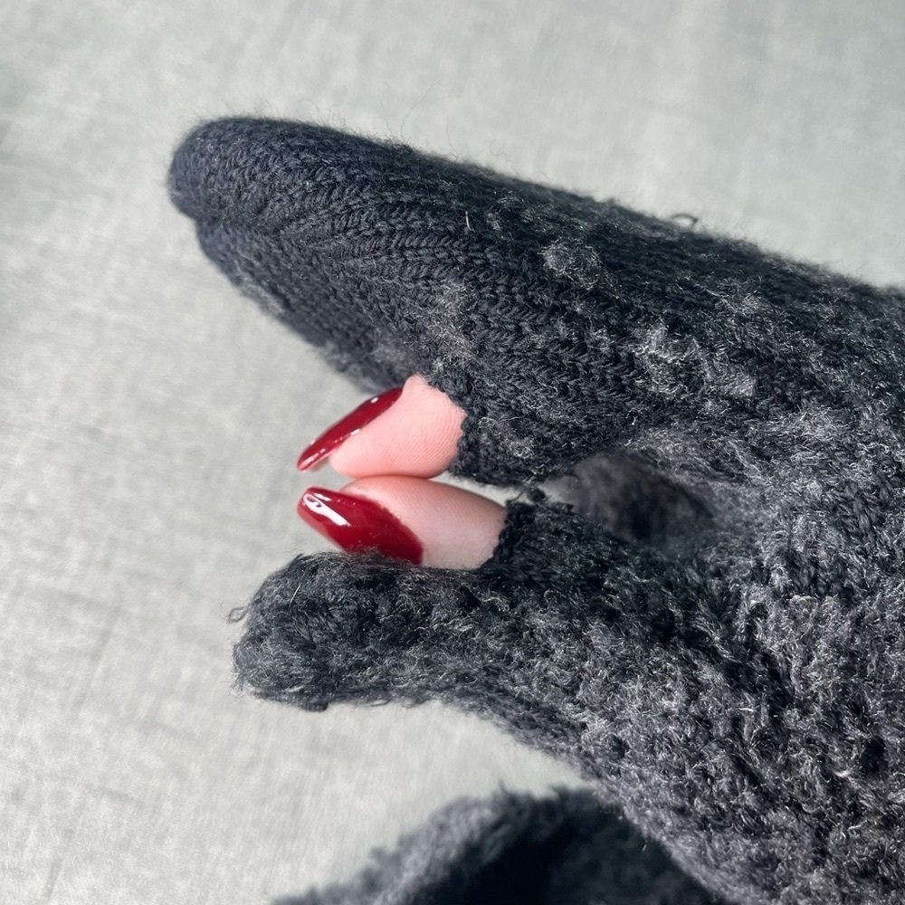 Lululemon Ombre Knit Textured Mittens Merino Wool Black Graphite Grey M L Nwt - Picture 8 of 11